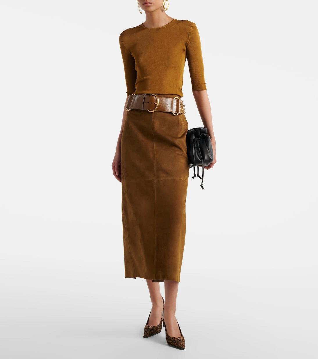 Nour Hammour - Selly suede midi skirt