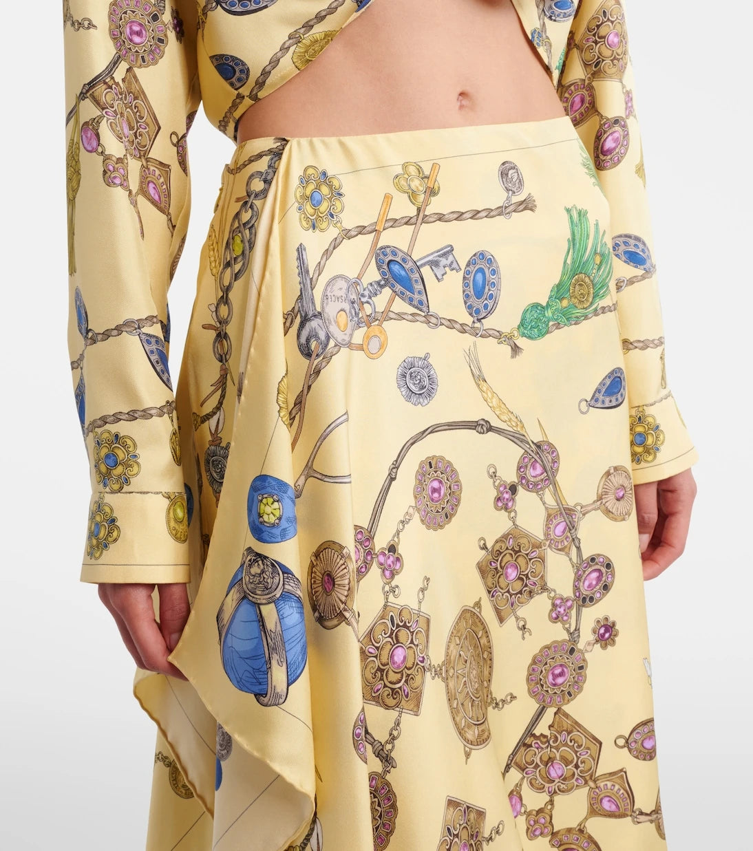 Versace - Printed silk twill wrap skirt