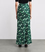 Green Silk Printed Maxi Skirt