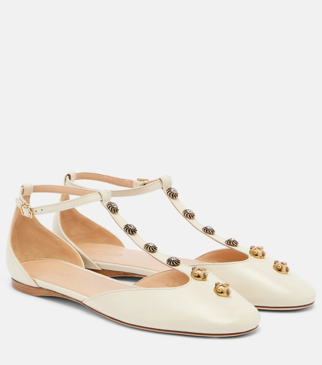 Chloé - Celeste embellished leather flats