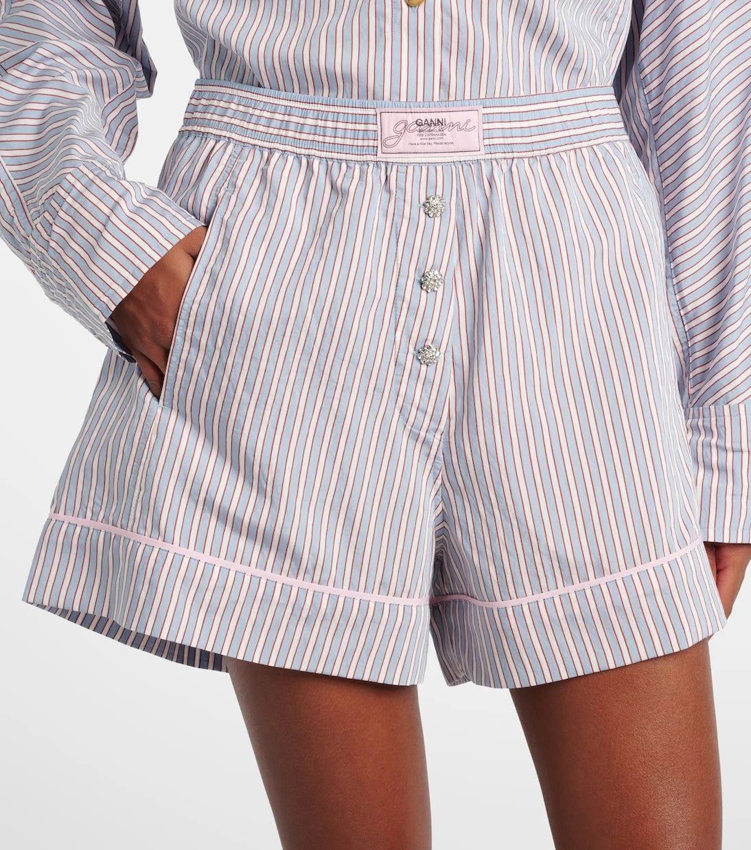 Ganni - Striped Bermuda shorts