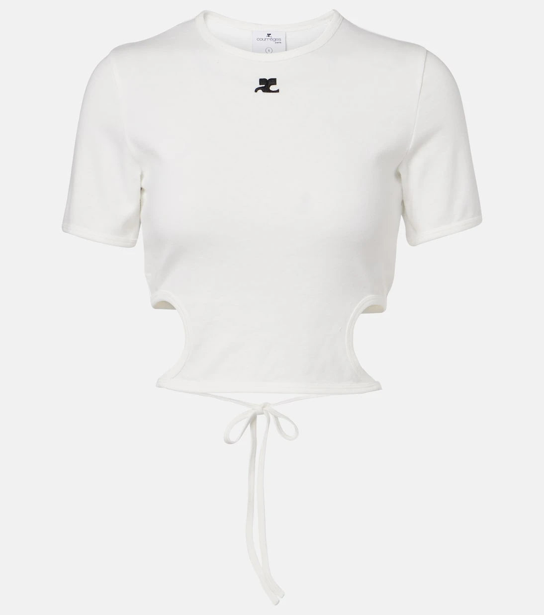 Courrèges - Logo cutout tie-back cotton crop top