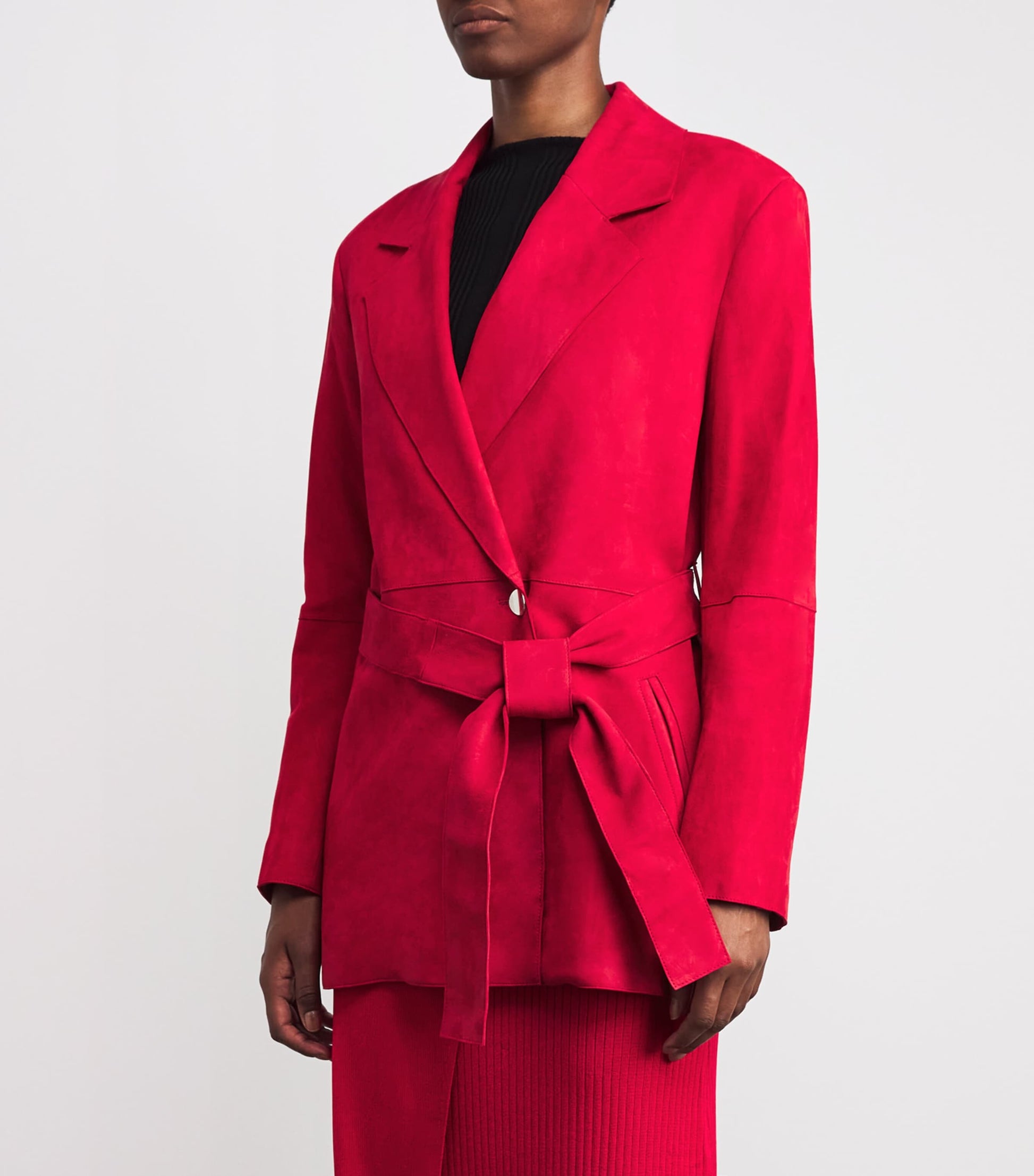 Aeron Red Suede Belted Sword Blazer