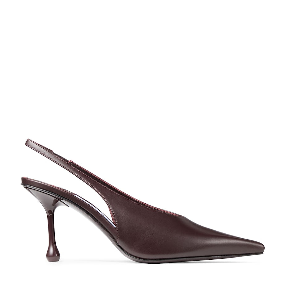 Jimmy Choo Burgundy Isa 80 Leather Slingback Pumps