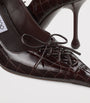 Brown Scarlett 95 Croc-Embossed Leather Pumps
