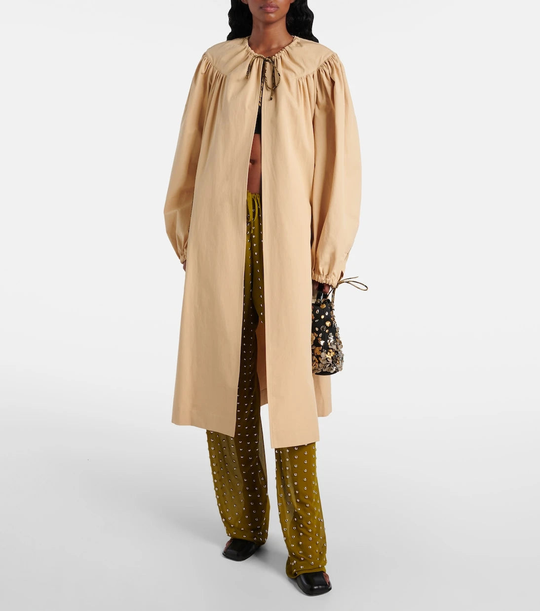 Dries Van Noten - Gathered cotton poplin coat