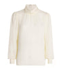 ME+EM Ivory Silk High-Neck Blouse
