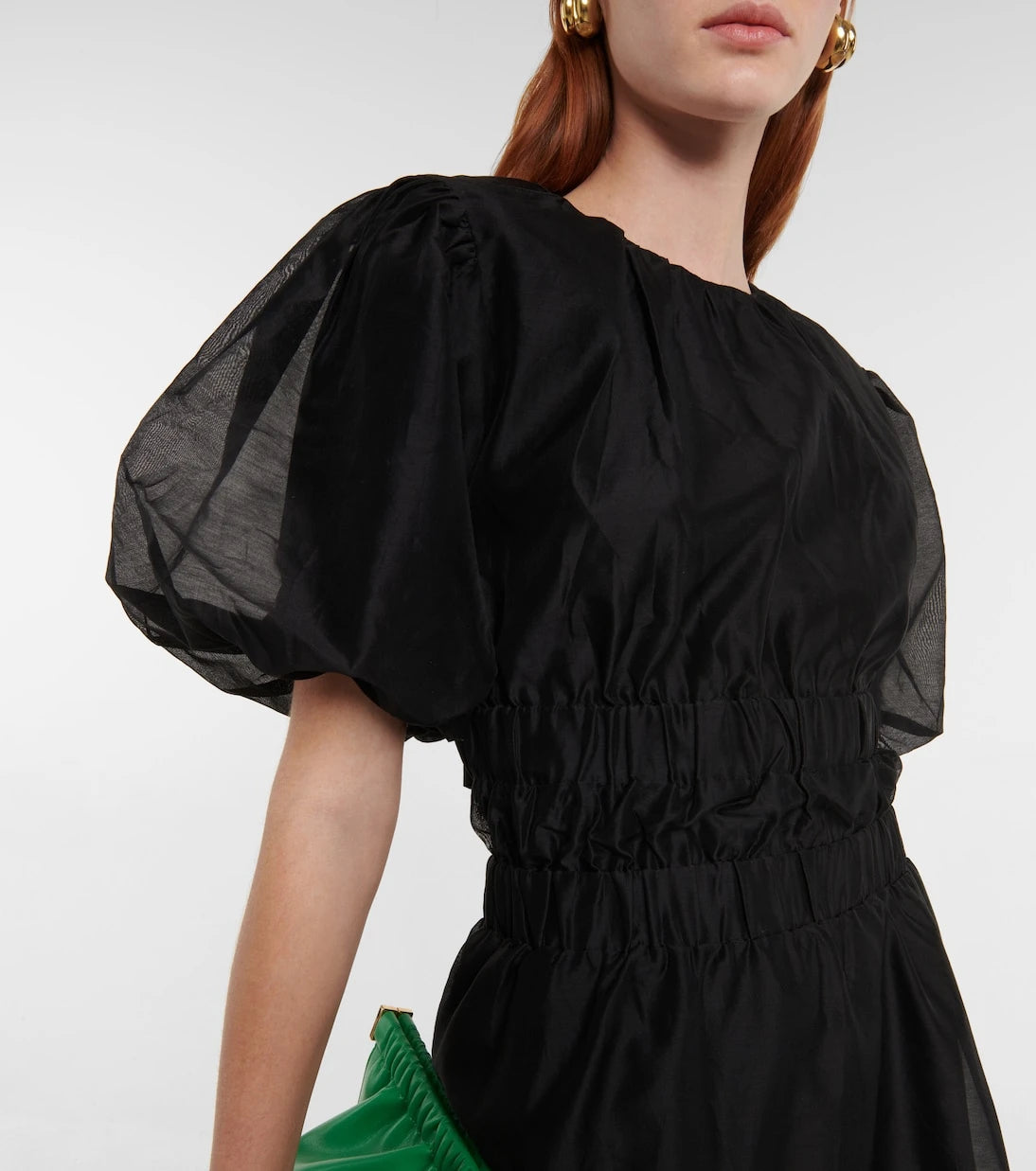 SIR - Puff-sleeve cotton and silk minidress