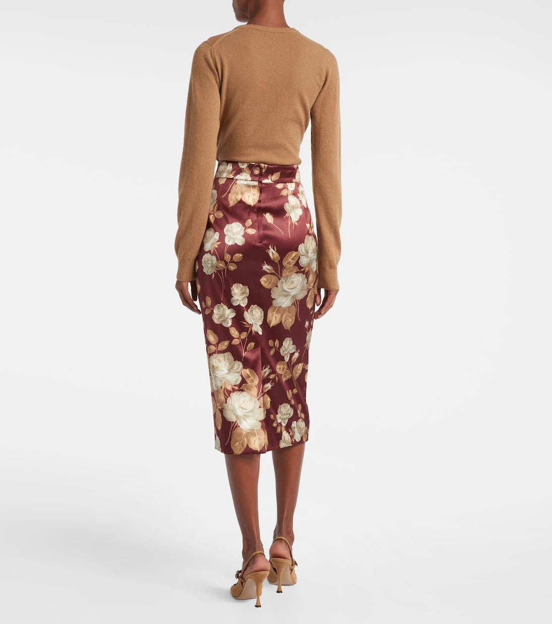 Dolce&Gabbana - Floral high-rise satin midi skirt