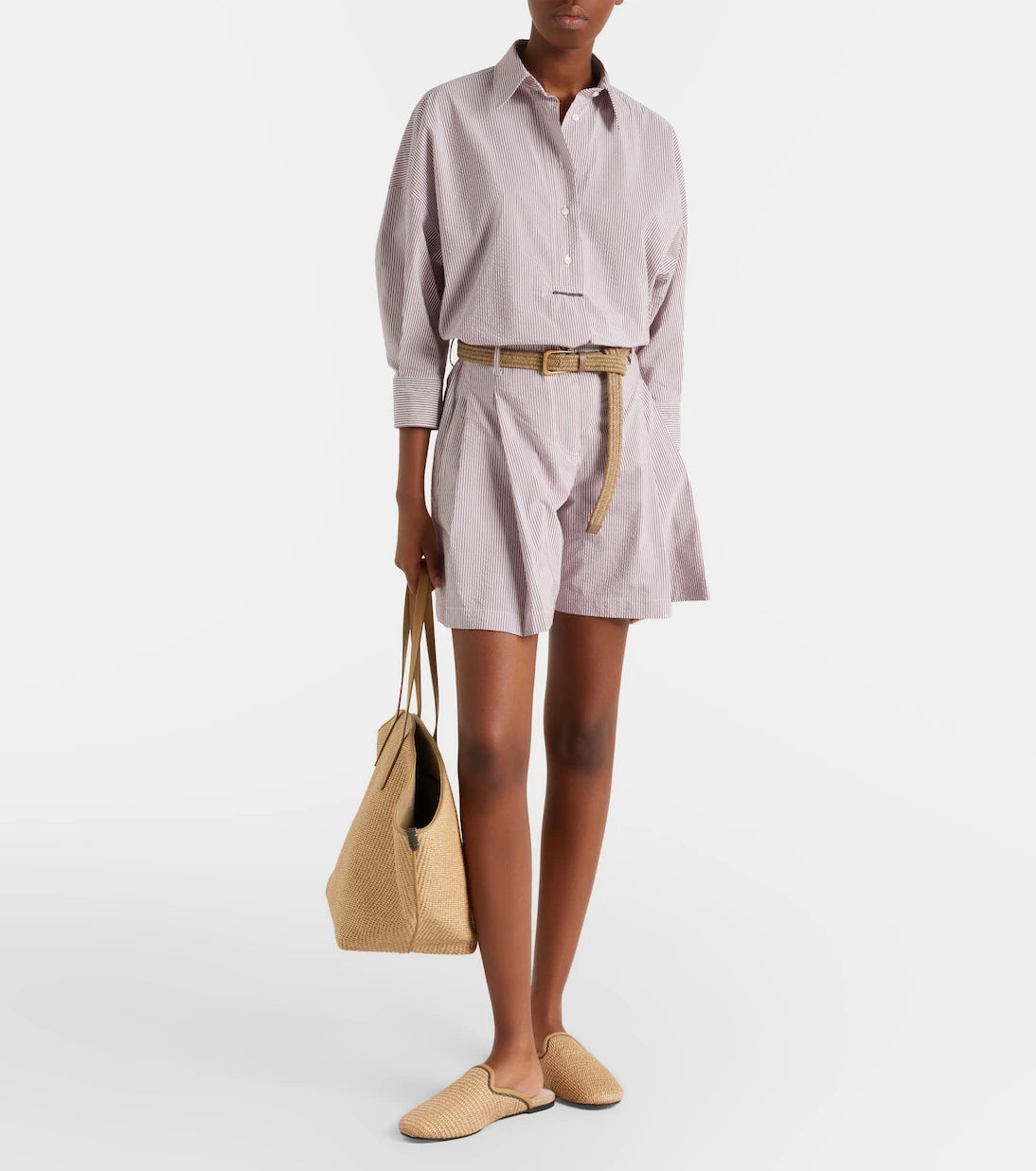 Brunello Cucinelli - Striped cotton-blend Bermuda shorts
