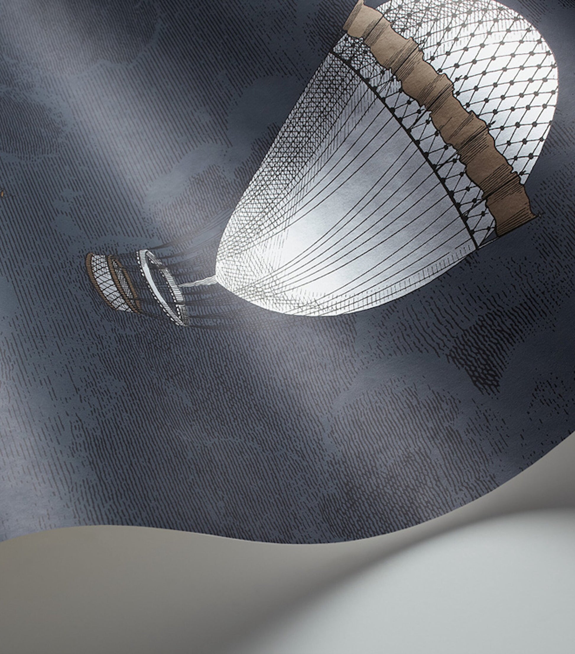 x Fornasetti Set of 2 Macchine Volanti Wallpaper Rolls SLATE BLUE&METALLIC