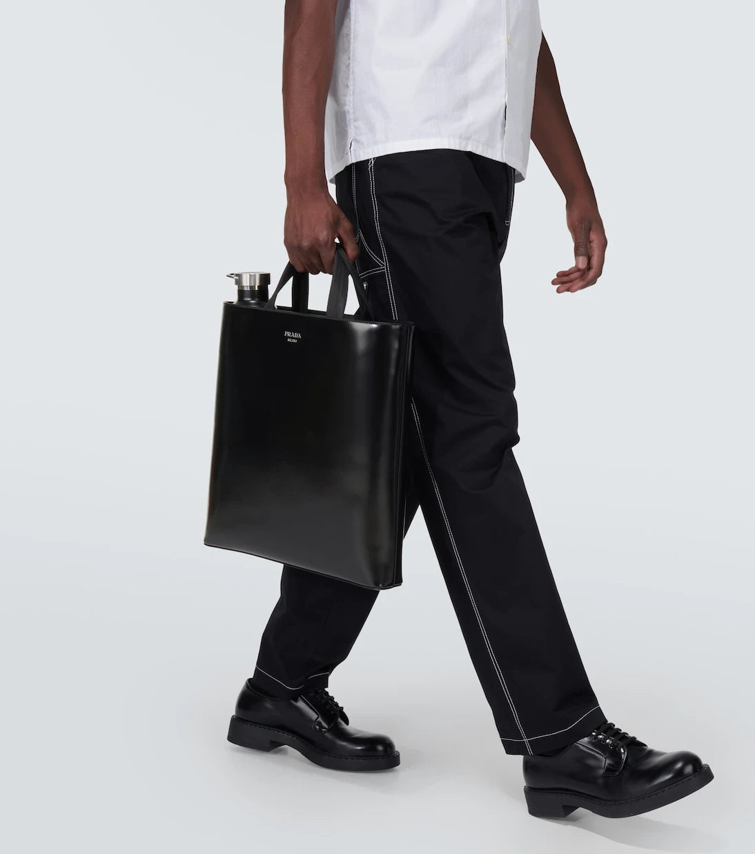 Prada - Leather tote bag and water bottle set