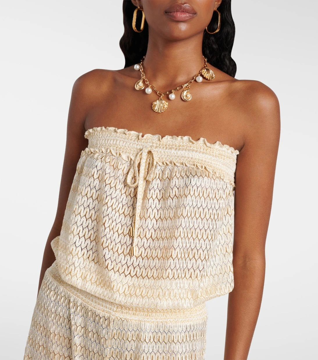 Melissa Odabash - Viv knitted strapless lamé jumpsuit