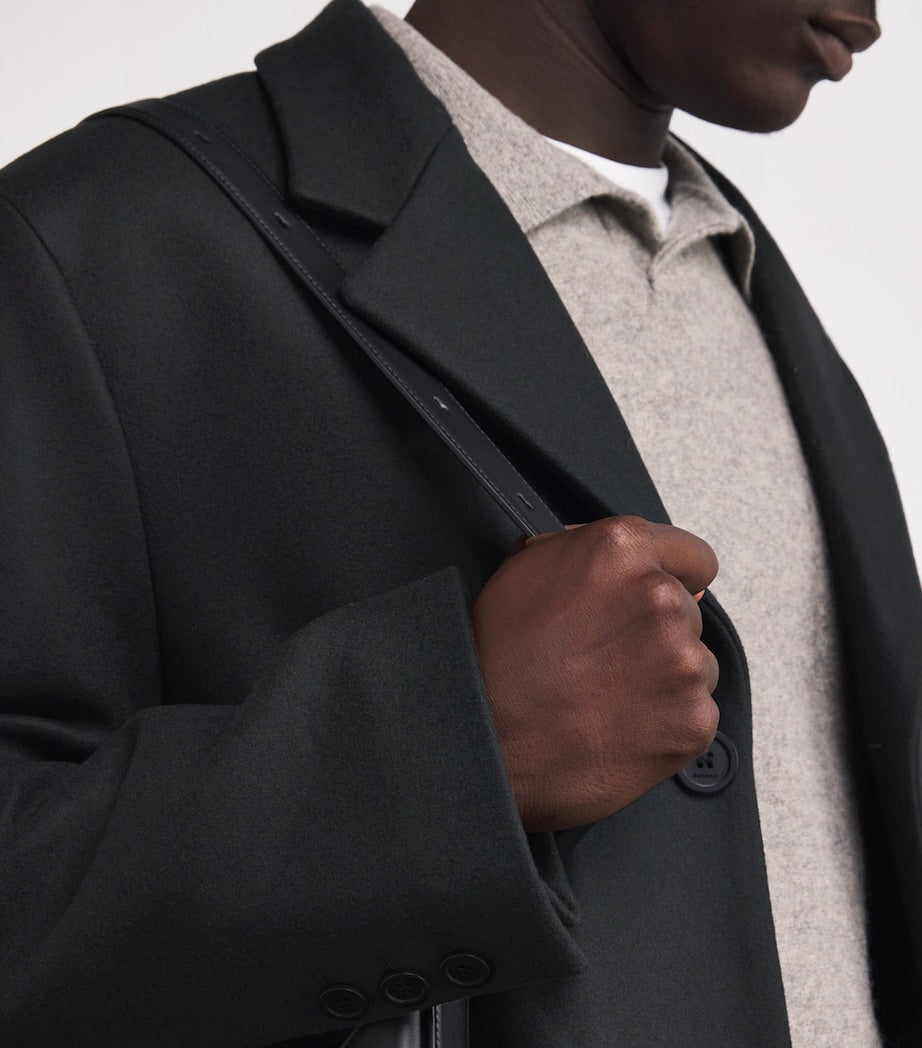 Black Wool-Blend Overcoat
