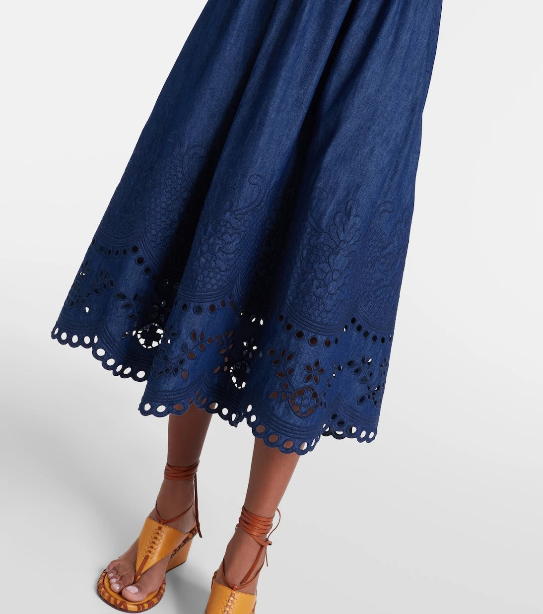 Zimmermann - Mahon broderie anglaise denim midi dress