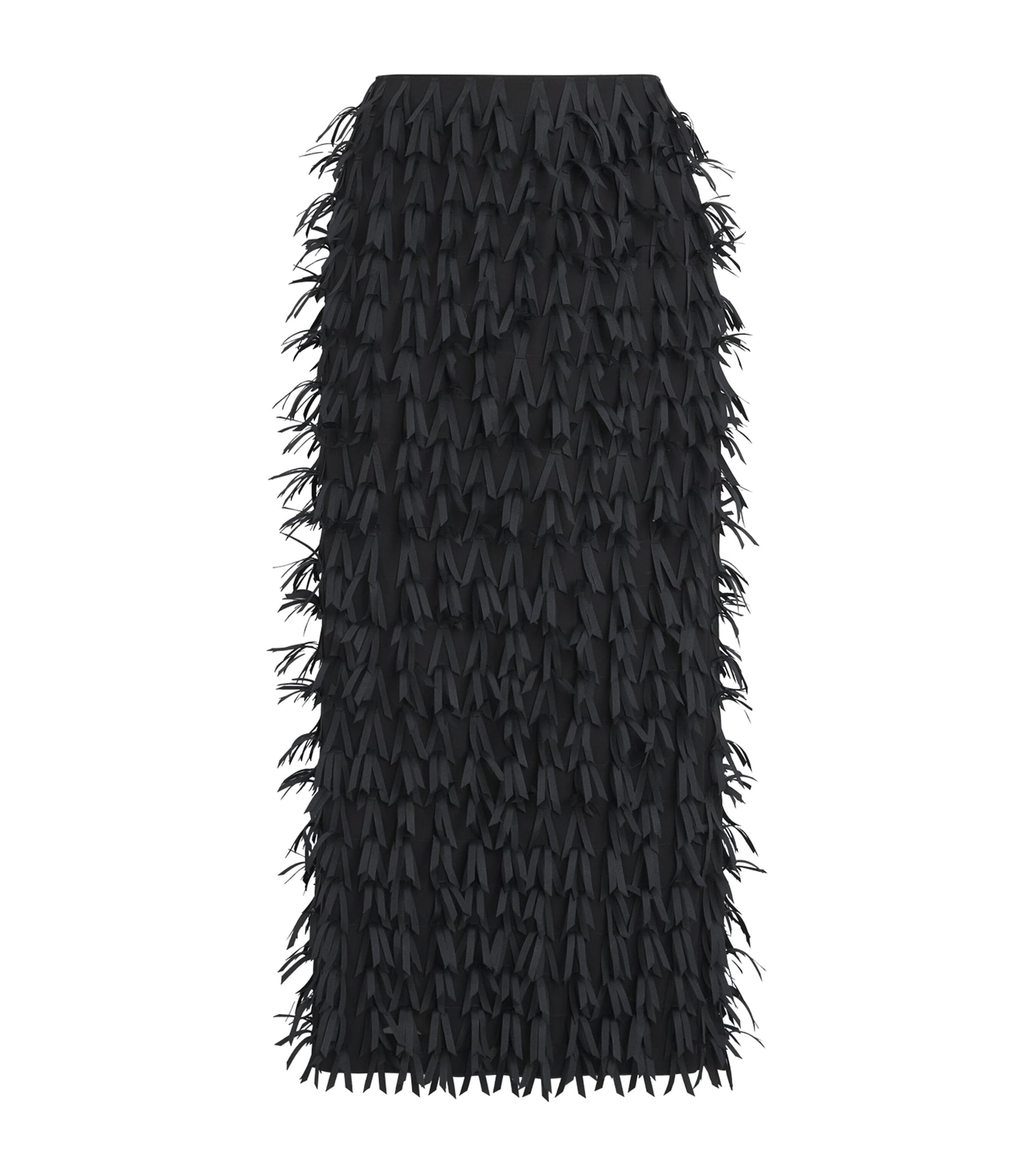 Black Ribbon Fringe Midi Pencil Skirt
