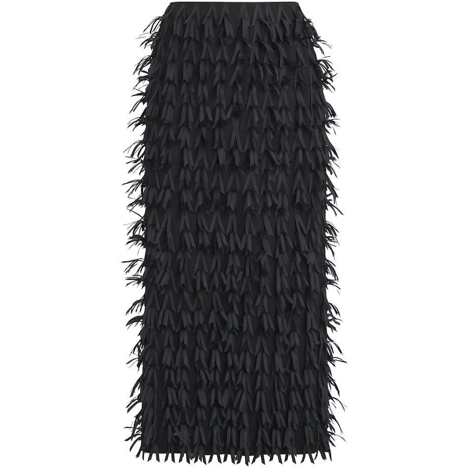 Ribbon Fringe Midi Pencil Skirt