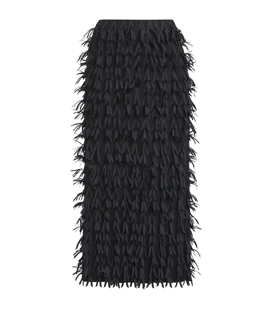 Ribbon Fringe Midi Pencil Skirt