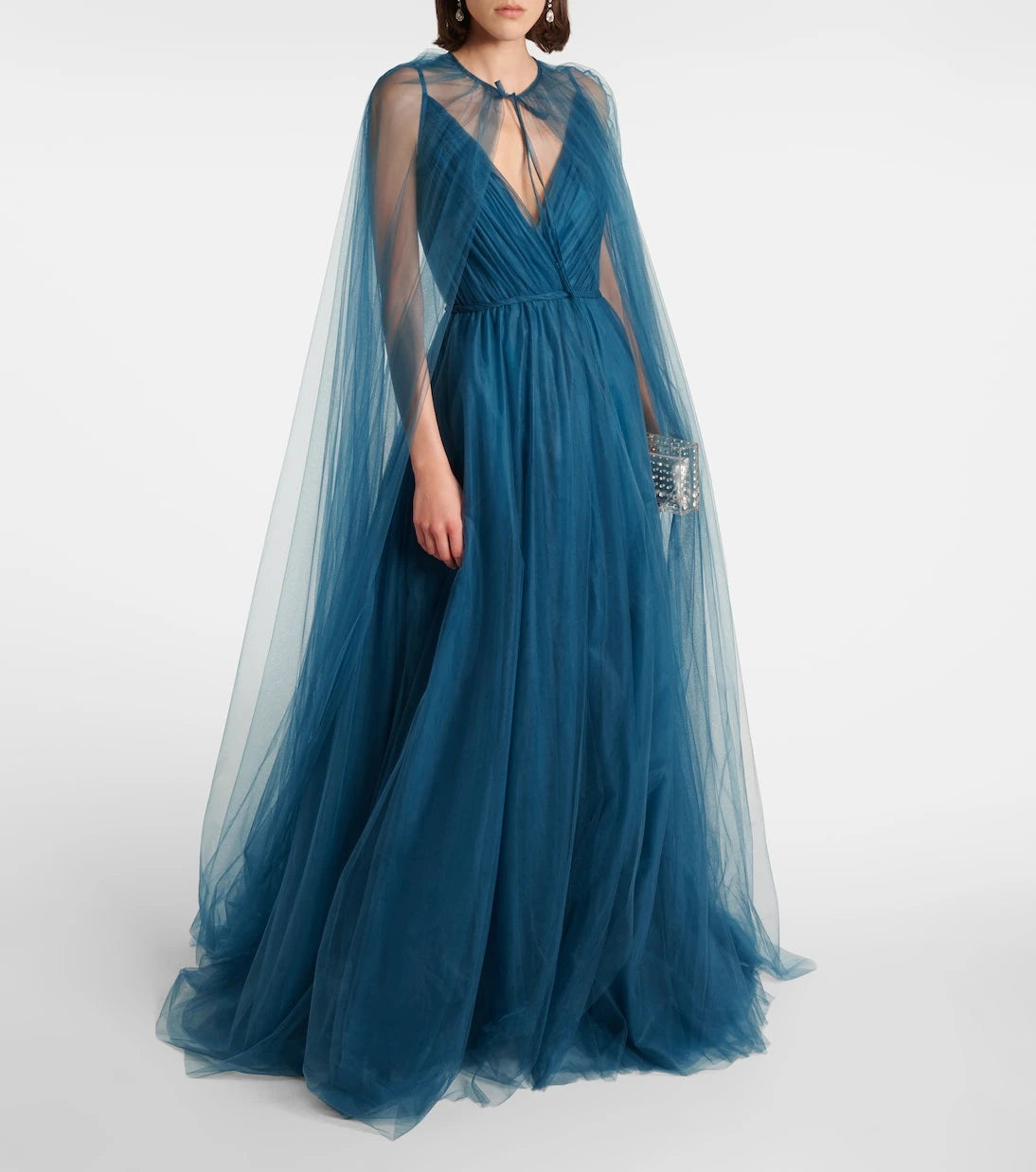 Costarellos - Cassandra caped tulle gown