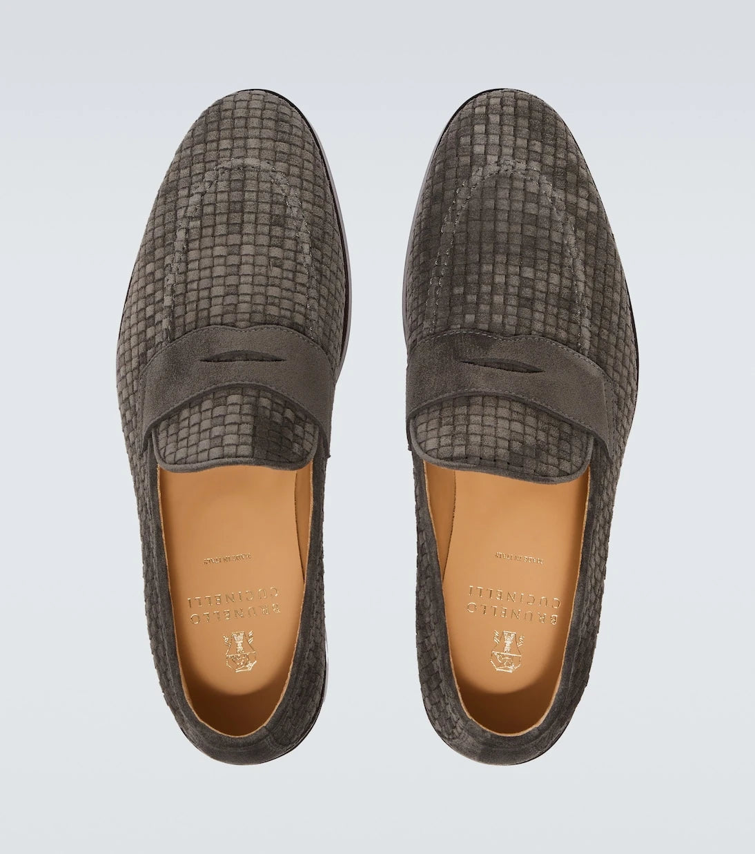 Brunello Cucinelli - Woven suede penny loafers