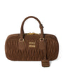 Brown Matelassé Suede Arcadie Top-Handle Bag