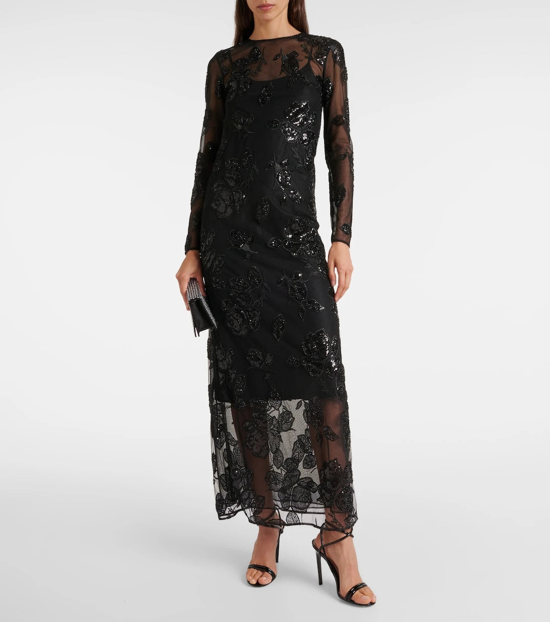 Rotate - Embellished mesh maxi dress