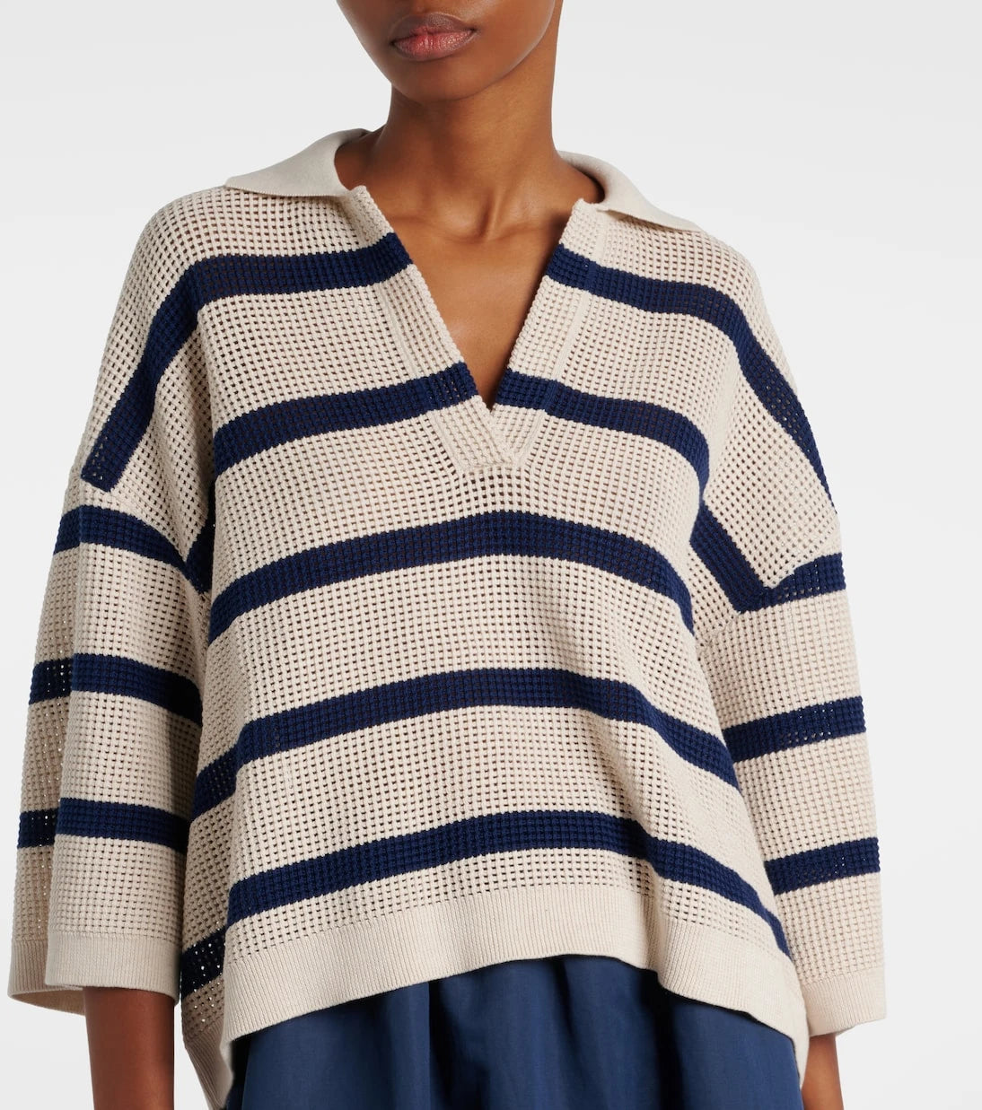 Brunello Cucinelli - Striped cotton polo sweater