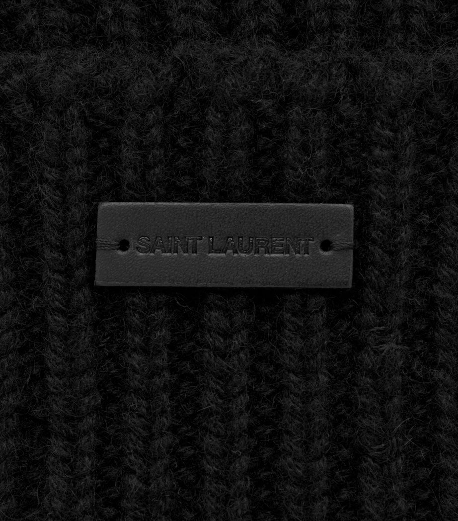 Saint Laurent Black Cashmere Folded Gloves