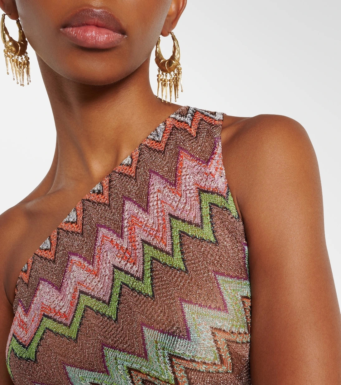 Missoni - Zigzag one-shoulder lamé top