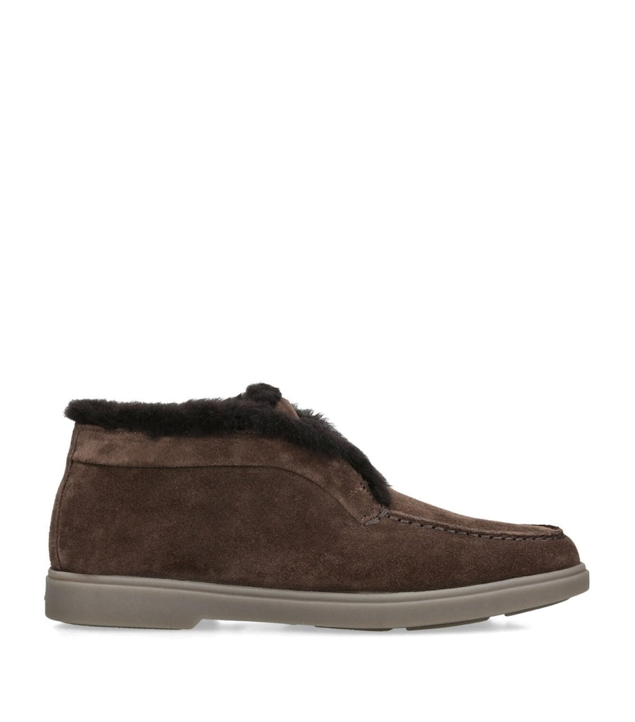 Santoni Brown Suede Fortune Ankle Boots