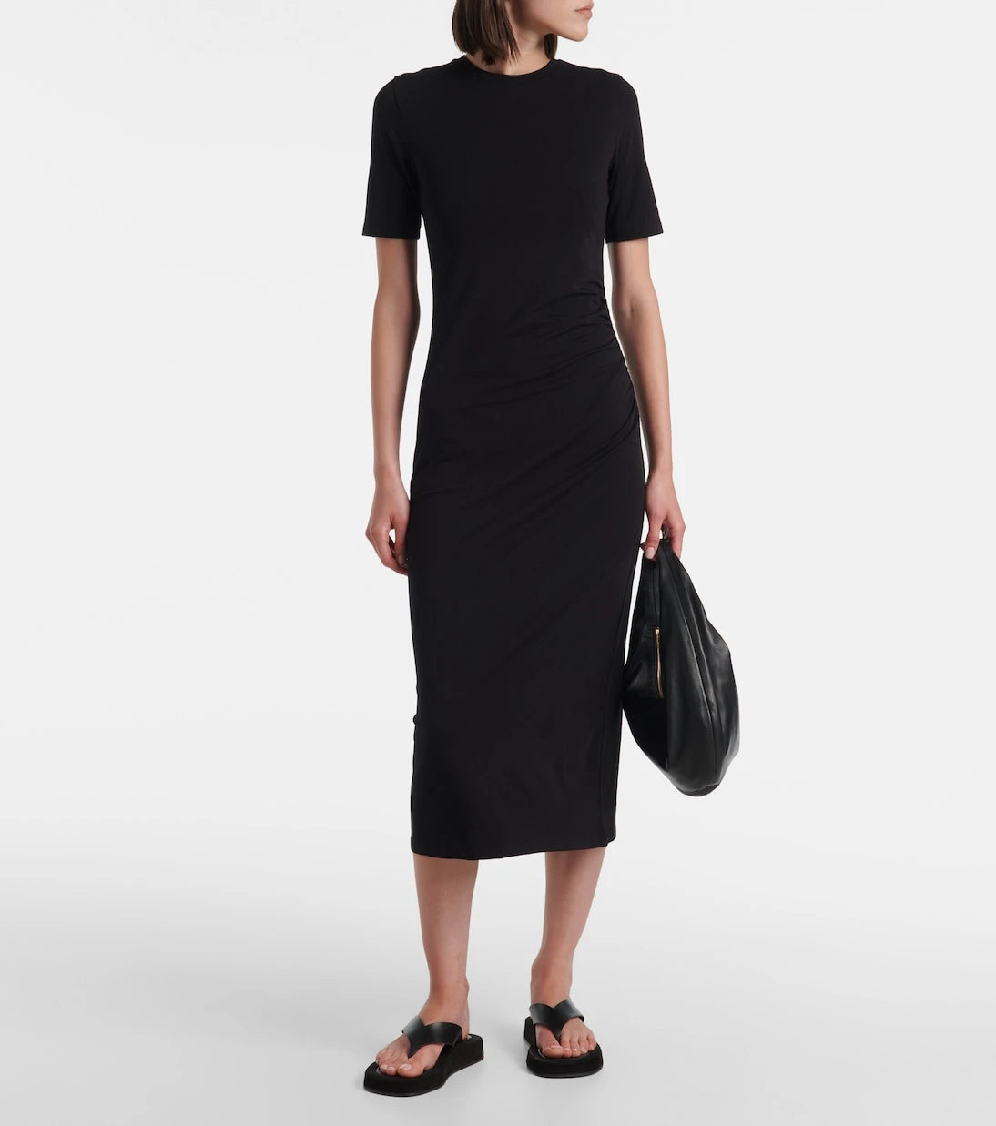 Vince - Gathered cotton-blend midi dress