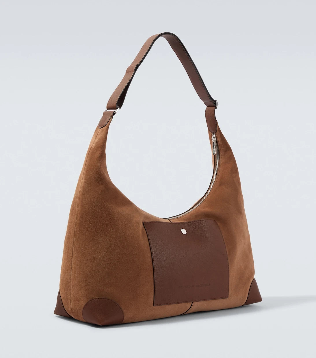 Brunello Cucinelli - Leather-trimmed suede shoulder bag