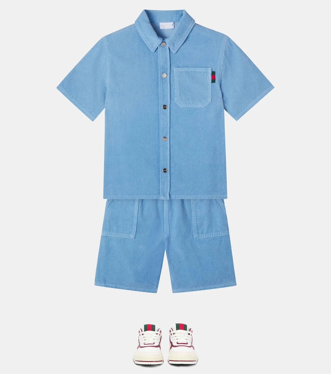 Gucci Kids - Web Stripe cotton corduroy shirt