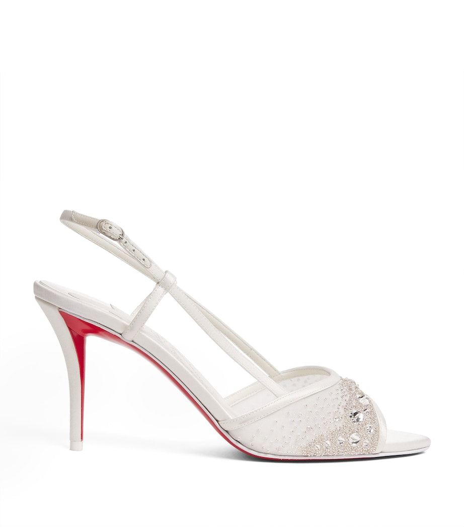 Christian Louboutin White Miss Z Embellished Slingback Sandals 80