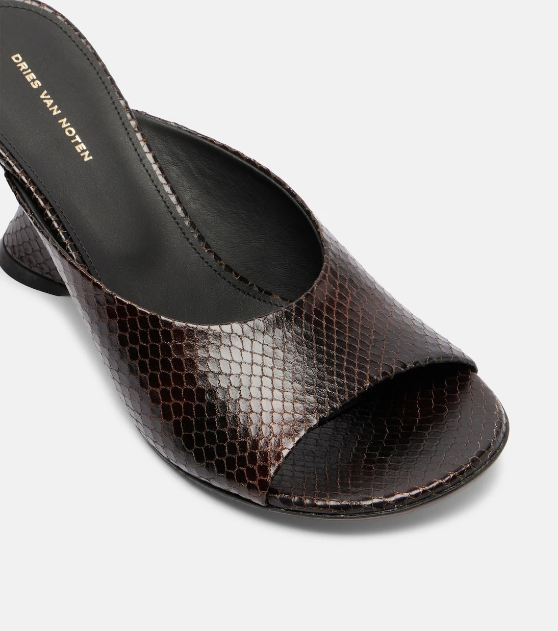Dries Van Noten - 75 snake-effect leather wedge mules