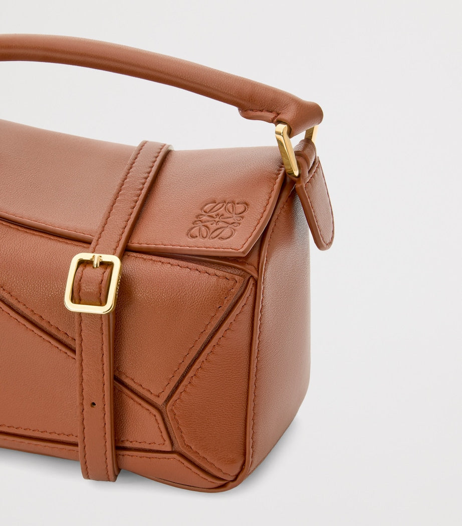 LOEWE Brown Mini Leather Puzzle Top-Handle Bag