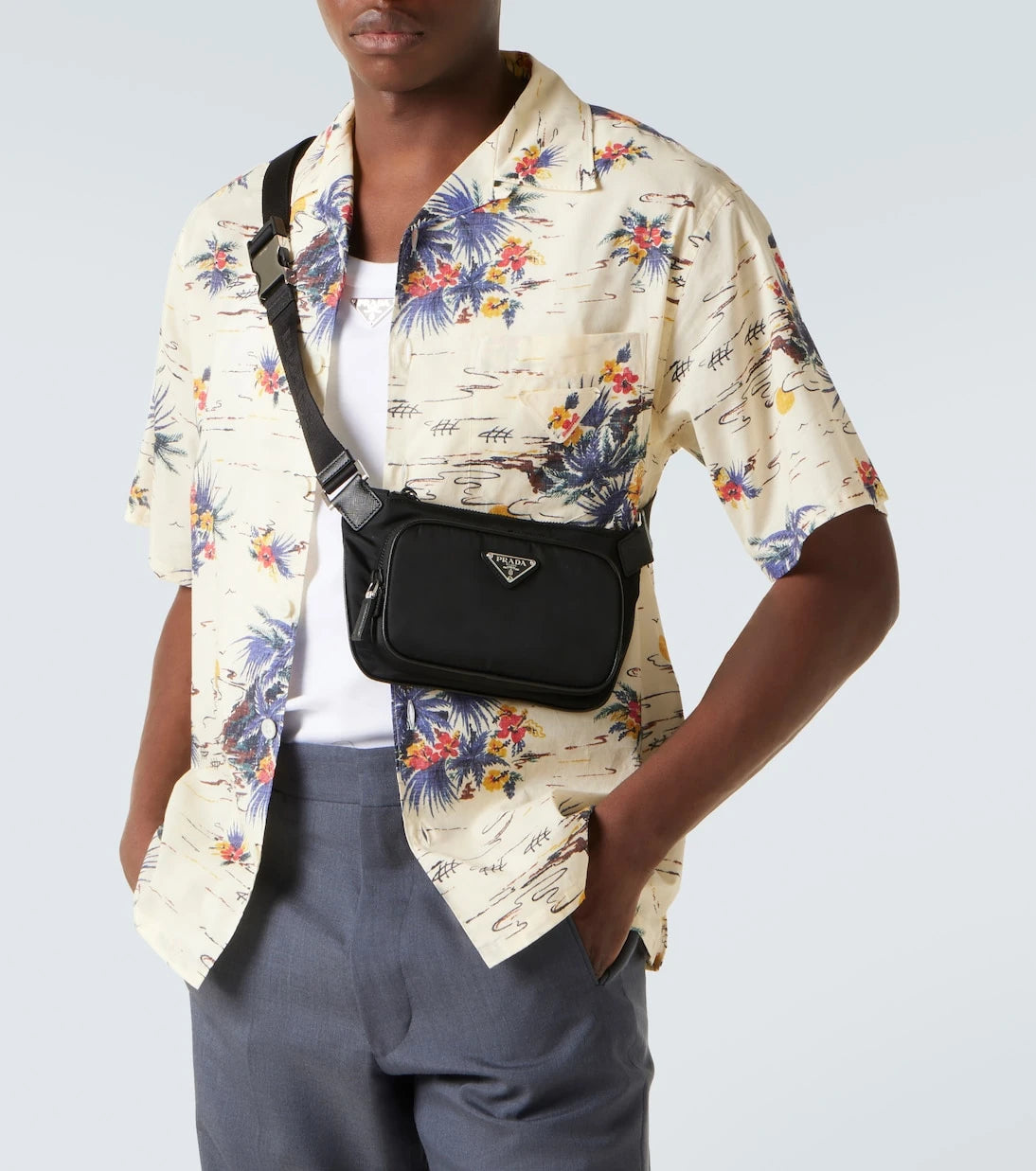 Prada - Re-Nylon leather-trimmed belt bag