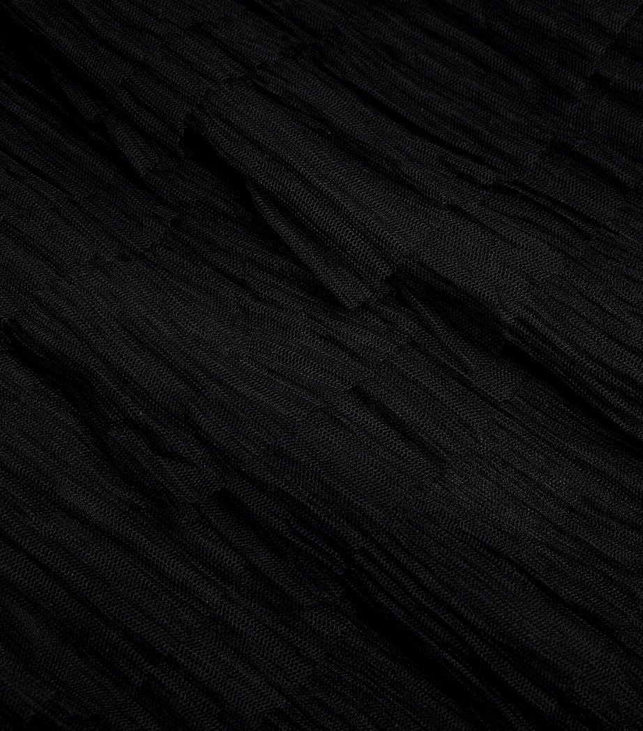 Maje Black Semi-Sheer Midi Skirt