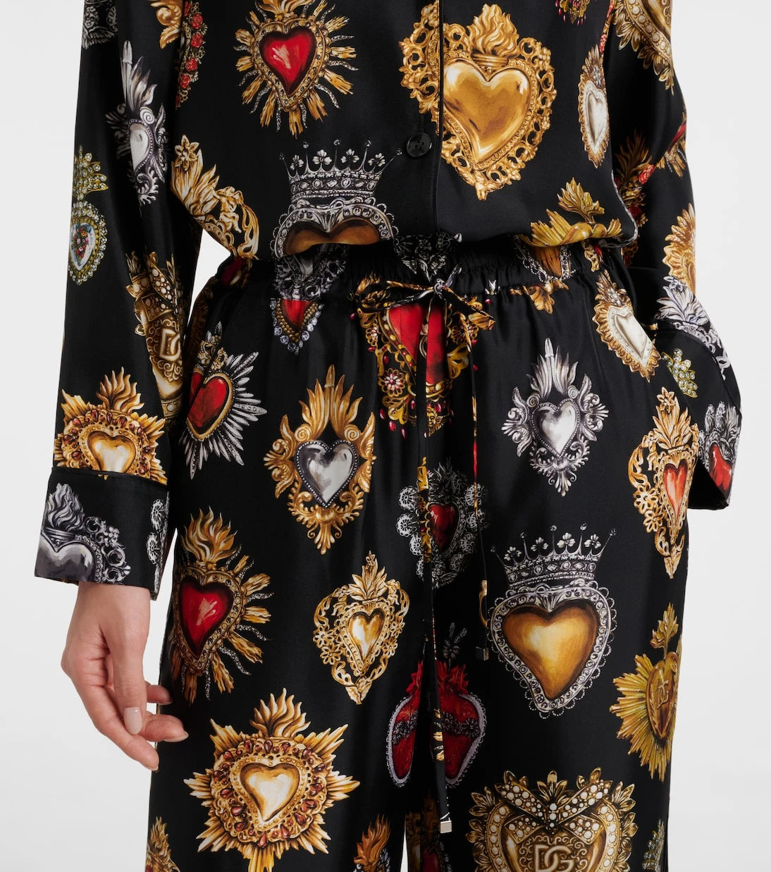 Dolce&Gabbana - Devotion ipek dimi palazzo pantolon