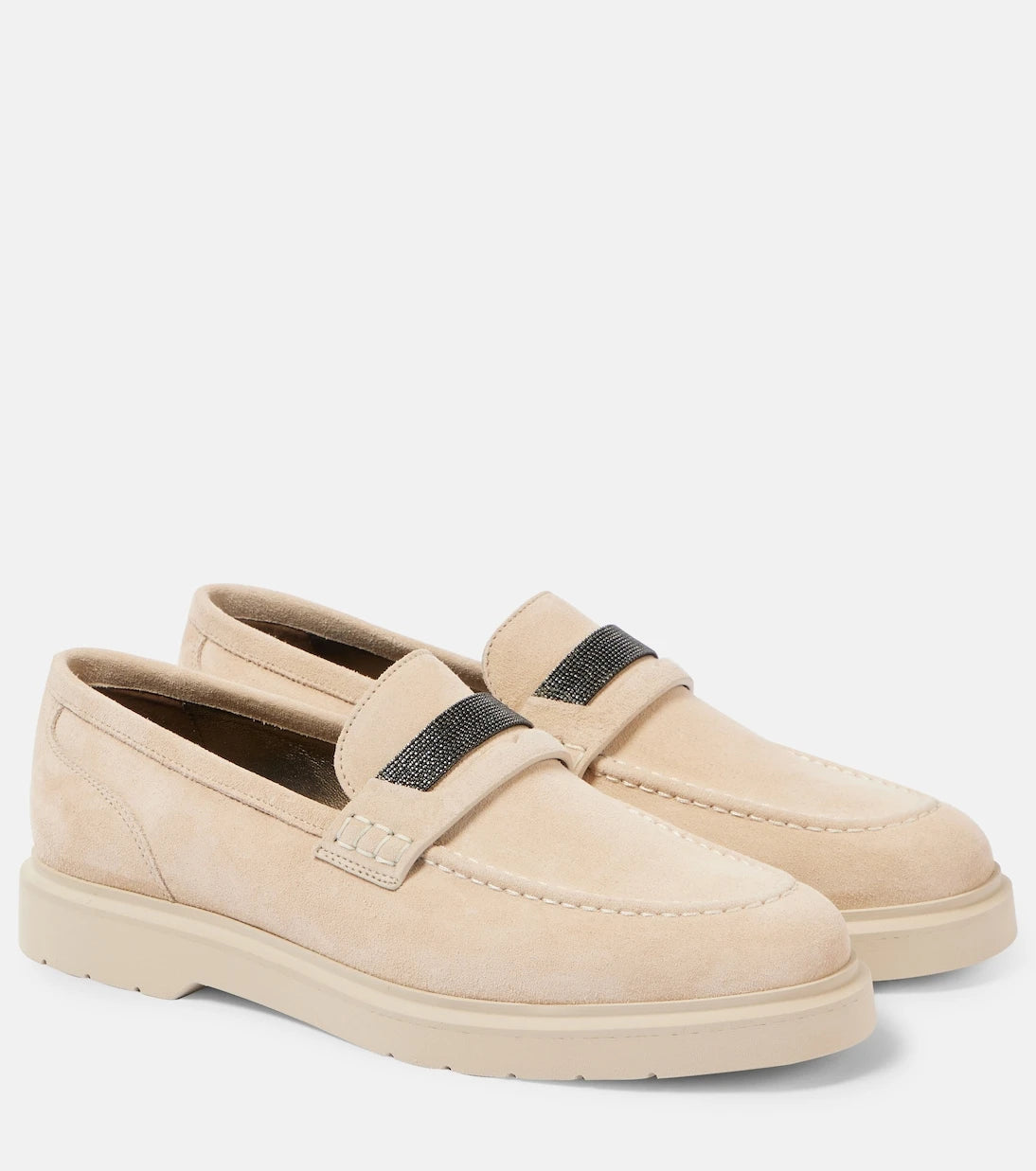 Brunello Cucinelli - Monili suede penny loafers