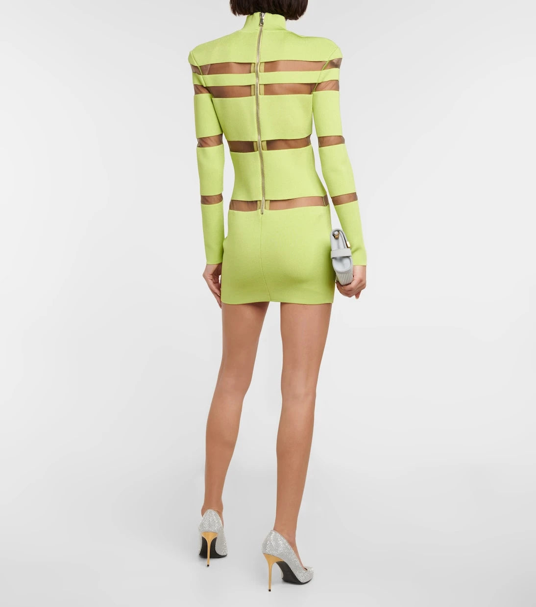 Balmain - Turtleneck mesh-paneled minidress