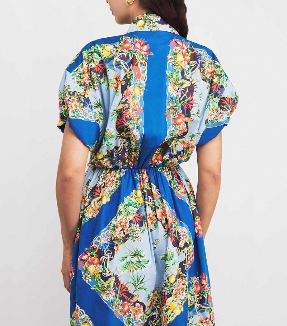 Maje Multi Cotton Floral Midi Dress