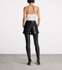 Balmain Black Lambskin Pleated Shorts