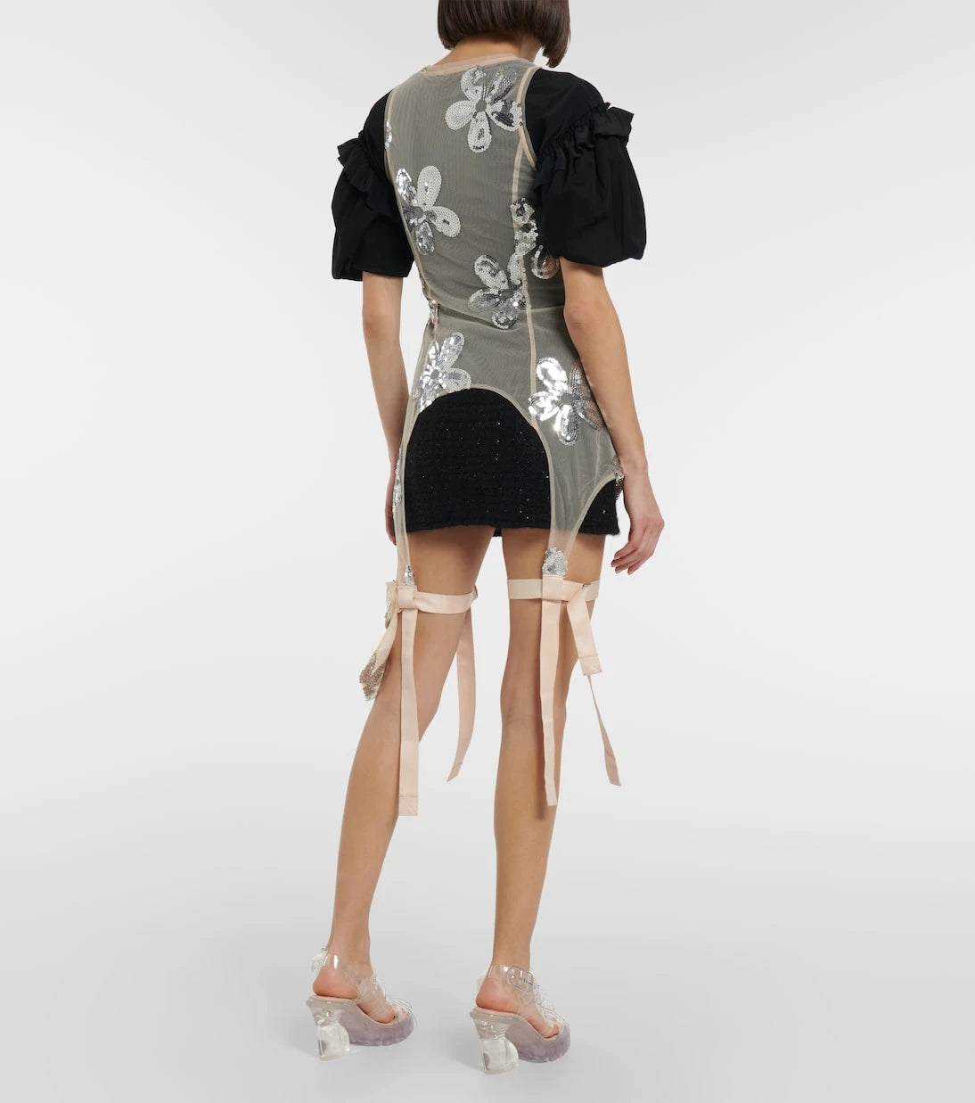 Simone Rocha - سترة علوية من التول الترتر بسحاب
