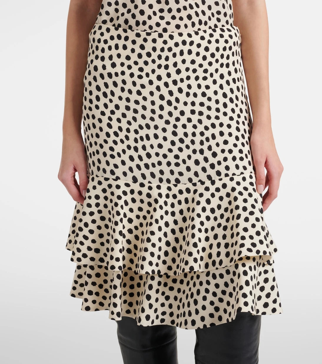 Chloé - Polka-dot tiered silk miniskirt