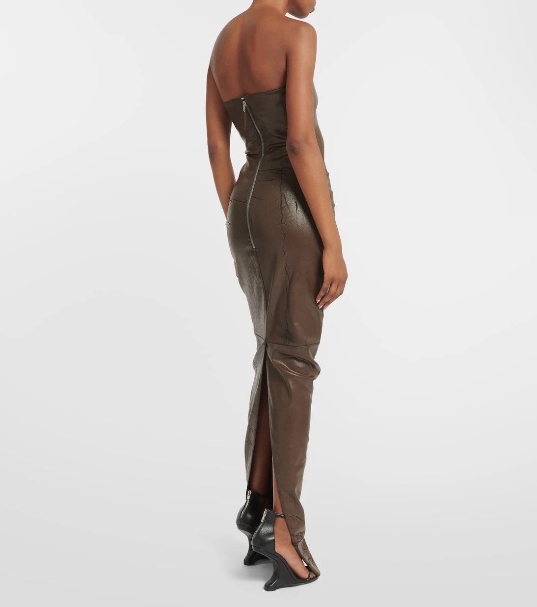 Rick Owens - Strapless coated denim gown