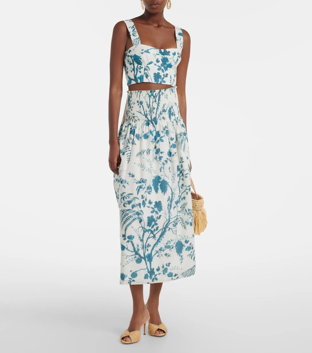 Erdem - Floral cotton and linen crop top