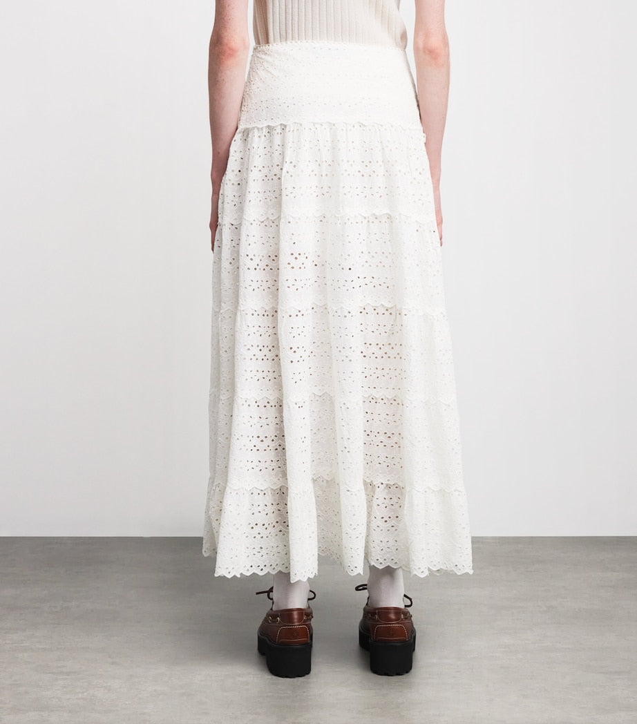 Ivory Cotton Ripeka Maxi Skirt