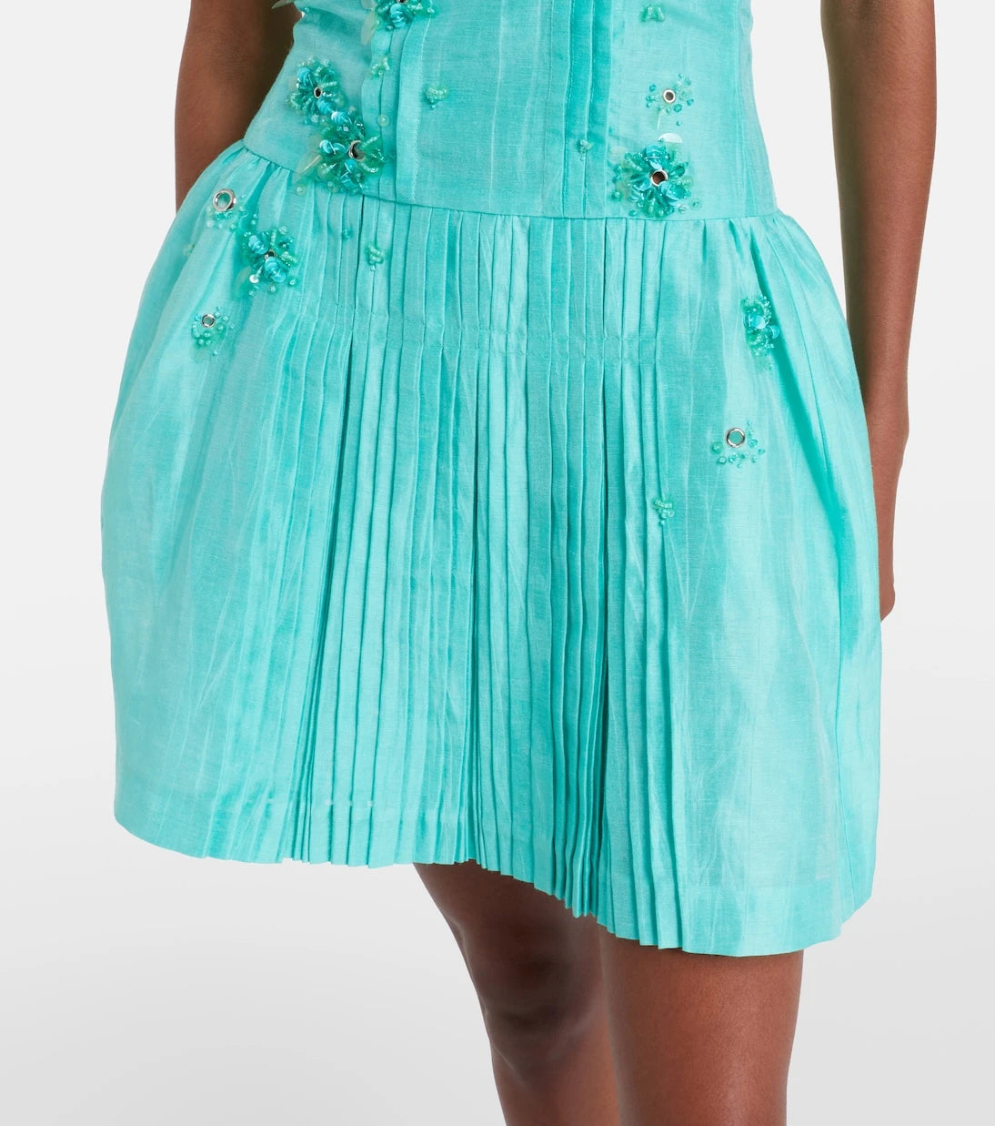 Shushu/Tong - Embellished linen-blend minidress