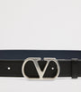 Valentino Garavani Black Leather Reversible VLogo Signature Belt